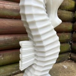 Darthome Limited White Seahorse Garden Ornament - Marble Resin -Decor Garden Shop IMG E7309 editedBX