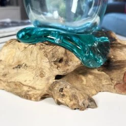 Darthome Limited 33cm Molten Glass Vase On Driftwood Stand -Decor Garden Shop IMG E7327