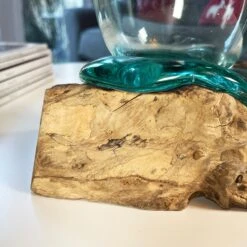 Darthome Limited 33cm Molten Glass Vase On Driftwood Stand -Decor Garden Shop IMG E7328