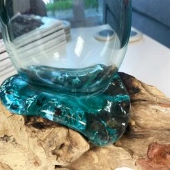 Darthome Limited 33cm Molten Glass Vase On Driftwood Stand -Decor Garden Shop IMG E7329