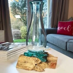 Darthome Limited 33cm Molten Glass Vase On Driftwood Stand