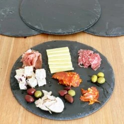 Darthome Limited 30cm Round Slate Serving Plate Set Of 4