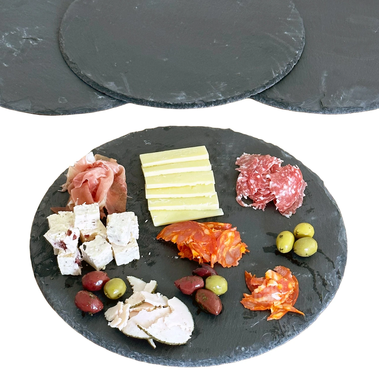 Darthome Limited 30cm Round Slate Serving Plate Set Of 4 4 Darthome Limited 30cm Round Slate Serving Plate Set Of 4 - Image 4