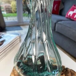 Darthome Limited 35cm Crinkle Molten Glass Vase On Driftwood Stand -Decor Garden Shop IMG E7375