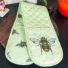 Darthome Limited Green Cotton Summer Bees Double Oven Glove