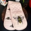 Darthome Limited Pink Cotton Summer Bees Double Oven Glove