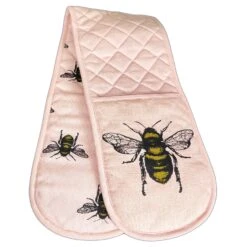 Darthome Limited Pink Cotton Summer Bees Double Oven Glove -Decor Garden Shop IMG E7518copy