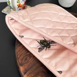 Darthome Limited Pink Cotton Summer Bees Double Oven Glove -Decor Garden Shop IMG E7525