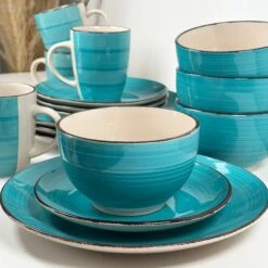 Darthome Limited Blue Swirl 16 Piece Dinner Set