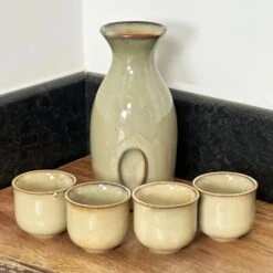 Darthome Limited 5pc Green Reactive Glaze Sake Set 10 Darthome Limited 5pc Green Reactive Glaze Sake Set -Decor Garden Shop IMG E7632