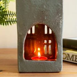 Darthome Limited Tall Ceramic Grey House Tea Light Holder 16 Darthome Limited Tall Ceramic Grey House Tea Light Holder -Decor Garden Shop IMG E7643