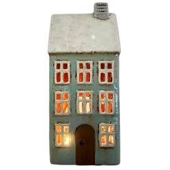 Darthome Limited Tall Blue House Tea Light Holder -Decor Garden Shop IMG E7659copy