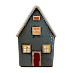 Darthome Limited Ceramic Grey Cottage House Tealight Holder -Decor Garden Shop IMG E7663copy