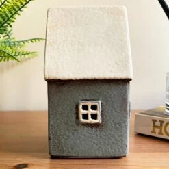 Darthome Limited Ceramic Grey Cottage House Tealight Holder -Decor Garden Shop IMG E7761