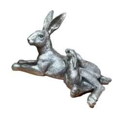Darthome Limited Silver March Hare & Baby Ornament -Decor Garden Shop IMG E7812copy