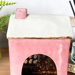 Darthome Limited Ceramic Pink Modern House Candle Lantern 16 Darthome Limited Ceramic Pink Modern House Candle Lantern -Decor Garden Shop IMG E8219