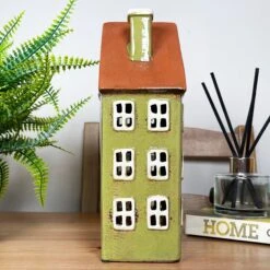 Darthome Limited Green Clock Tower House Candle Holder -Decor Garden Shop IMG E8236