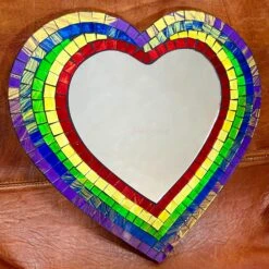 Darthome Limited Rainbow Mosaic Love Heart Wall Mirror