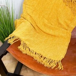Darthome Limited Soft Plaid Ochre Yellow Throw 127cm X 152cm 6 Darthome Limited Soft Plaid Ochre Yellow Throw 127cm X 152cm -Decor Garden Shop IMG E8396