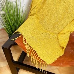 Darthome Limited Soft Plaid Mustard Yellow Throw 127cm X 152cm -Decor Garden Shop IMG E8413