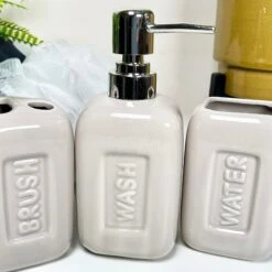 Darthome Limited 4 Piece Stadium Bathroom Accessory Set - Stone -Decor Garden Shop IMG E8612