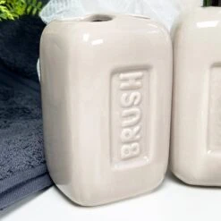 Darthome Limited 4 Piece Stadium Bathroom Accessory Set - Stone -Decor Garden Shop IMG E8620