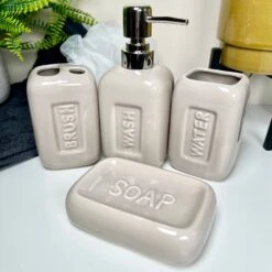 Darthome Limited 4 Piece Stadium Bathroom Accessory Set - Stone