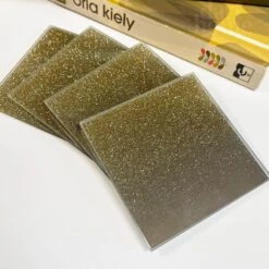 Darthome Limited Sets Of Glass Gold Glitter Coasters
