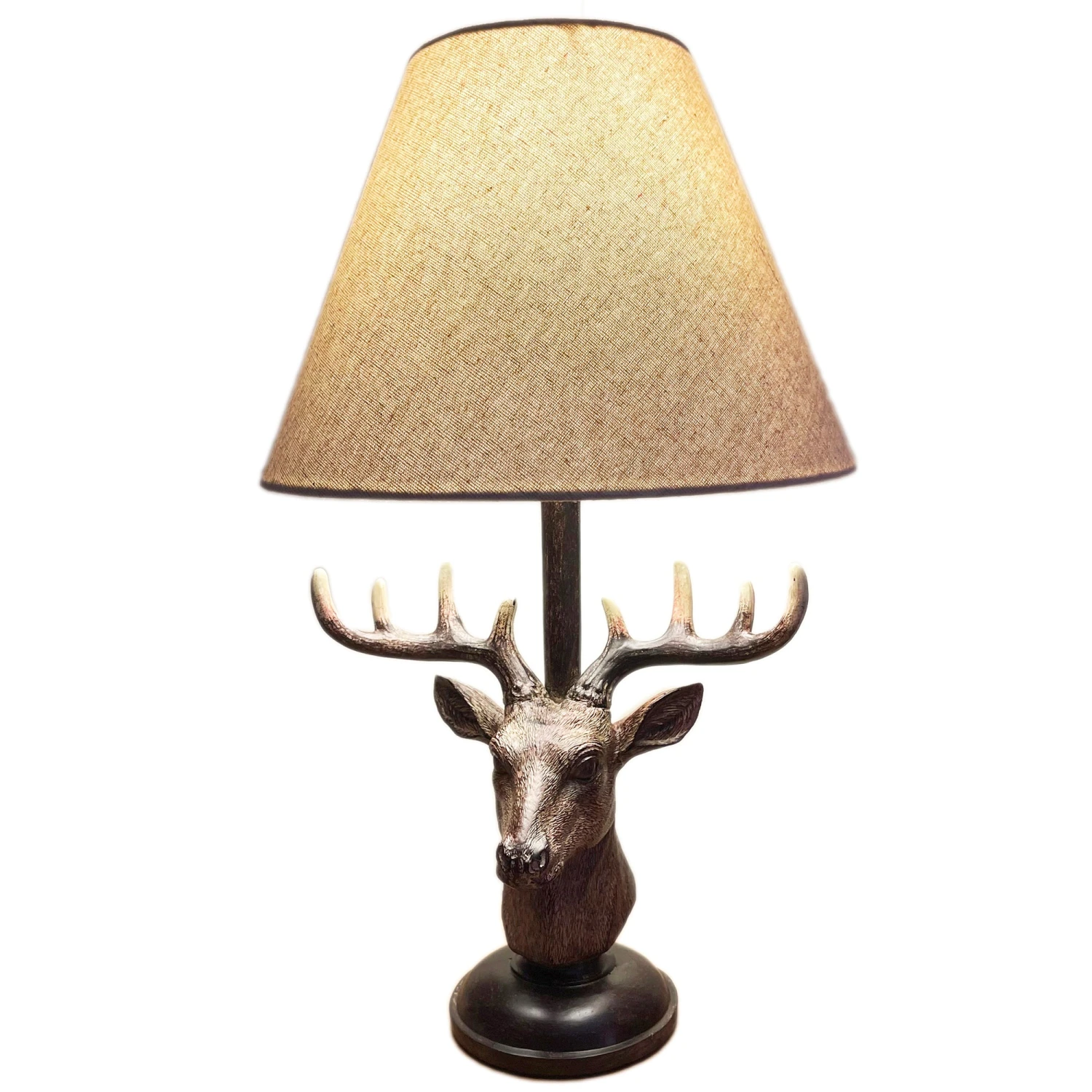 Darthome Limited Stags Head Table Lamp With White Linen Shade 2 Darthome Limited Stags Head Table Lamp With White Linen Shade - Image 2