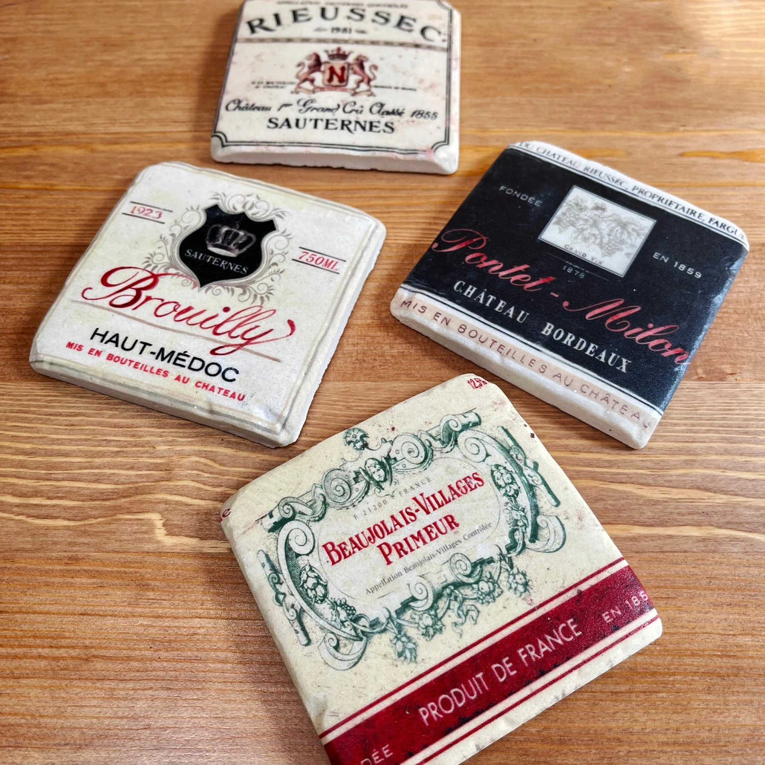 Darthome Limited Set Of 4 Wine Label Ceramic Coasters 1 Darthome Limited Set Of 4 Wine Label Ceramic Coasters