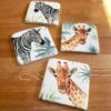 Darthome Limited Set Of 4 Giraffe & Zebra Safari Coasters
