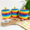 Darthome Limited 3x Rainbow Ceramic Kitchen Storage Canister Set 15cm
