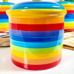 Darthome Limited 3x Rainbow Ceramic Kitchen Storage Canister Set 15cm -Decor Garden Shop IMG E9289 edited210