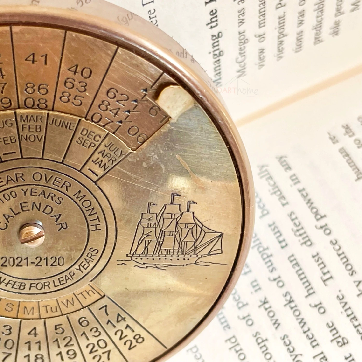 Darthome Limited Vintage Nautical Brass 100 Year Calendar 2021-2120 4 Darthome Limited Vintage Nautical Brass 100 Year Calendar 2021-2120 - Image 4
