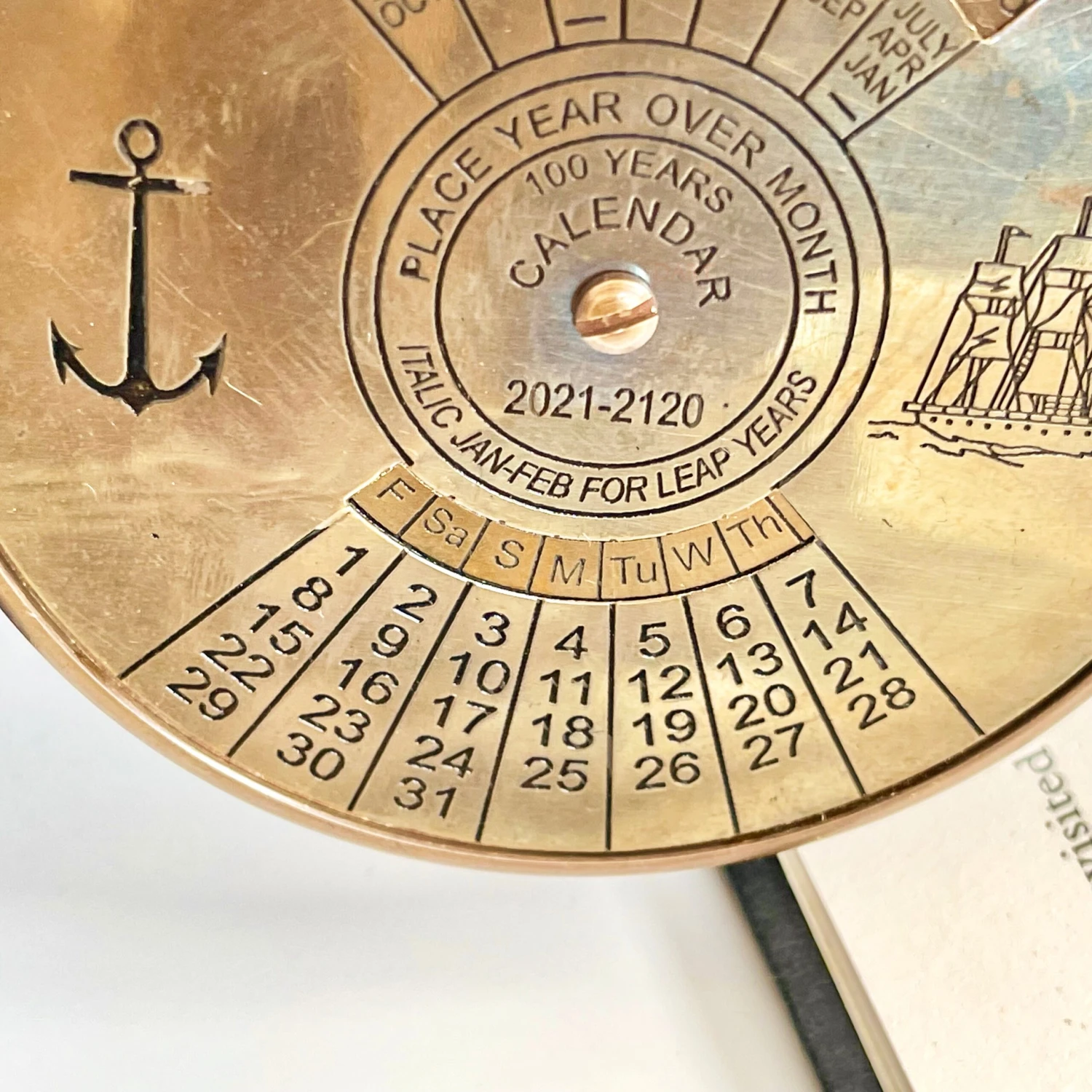 Darthome Limited Vintage Nautical Brass 100 Year Calendar 2021-2120 5 Darthome Limited Vintage Nautical Brass 100 Year Calendar 2021-2120 - Image 5