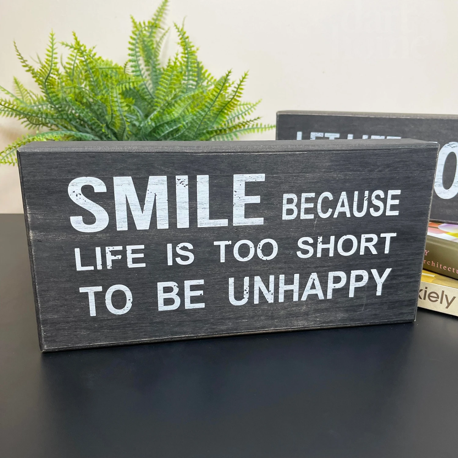 Darthome Limited Black Sentiment Message Blocks - Set Of 2 2 Darthome Limited Black Sentiment Message Blocks - Set Of 2 - Image 2