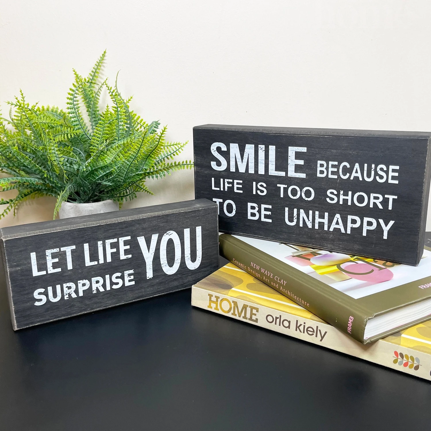 Darthome Limited Black Sentiment Message Blocks - Set Of 2 3 Darthome Limited Black Sentiment Message Blocks - Set Of 2 - Image 3