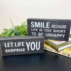 Darthome Limited Black Sentiment Message Blocks - Set Of 2