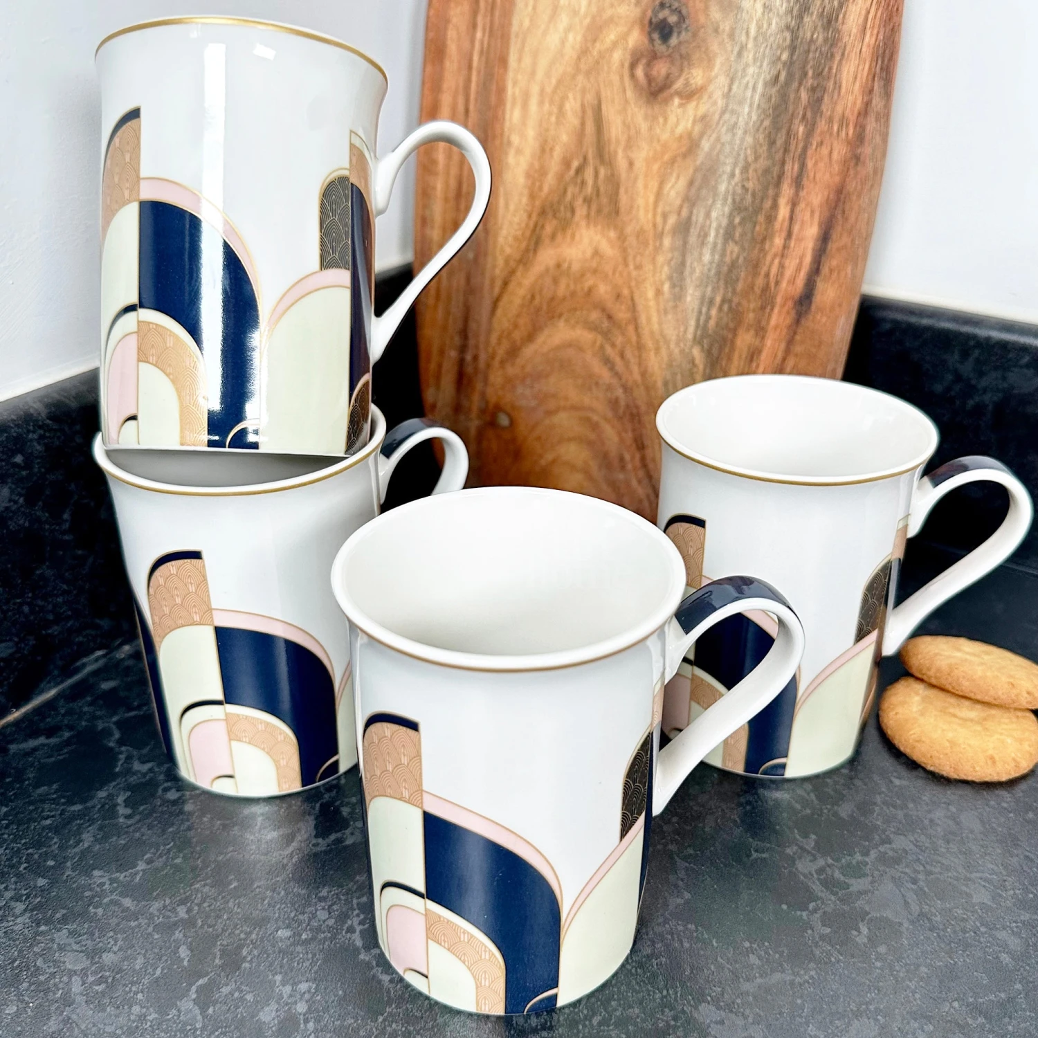 Darthome Limited Set Of 4 Art Deco Fine China Mugs 1 Darthome Limited Set Of 4 Art Deco Fine China Mugs