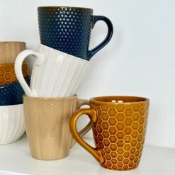 Darthome Limited Set Of 4 Reactive Glaze Patterned Mugs 200ml