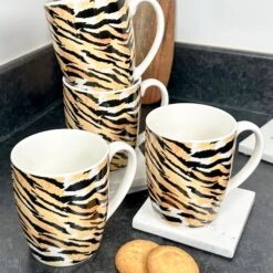 Darthome Limited Set Of 4 Tiger Print 330ml Mugs
