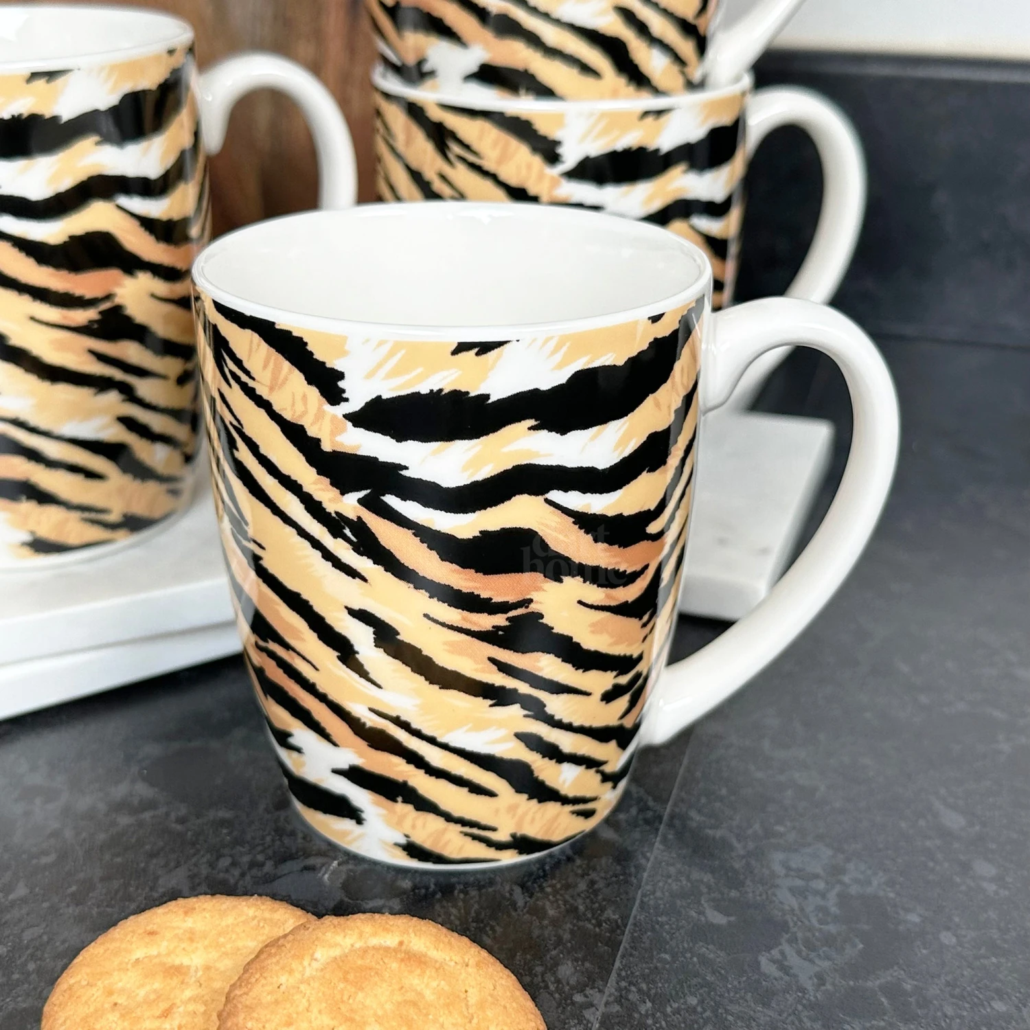 Darthome Limited Set Of 4 Tiger Print 330ml Mugs 2 Darthome Limited Set Of 4 Tiger Print 330ml Mugs - Image 2