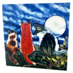 Darthome Limited Ceramic Tile Wall Art - Whispering Cats At Night -Decor Garden Shop IMG E9942 editedCHcopy